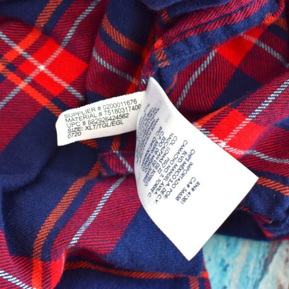 Men's Chaps Performance Button Up Plaid Flannel Shirt Long Sleeve XLARGE Red - Picture 11 of 11